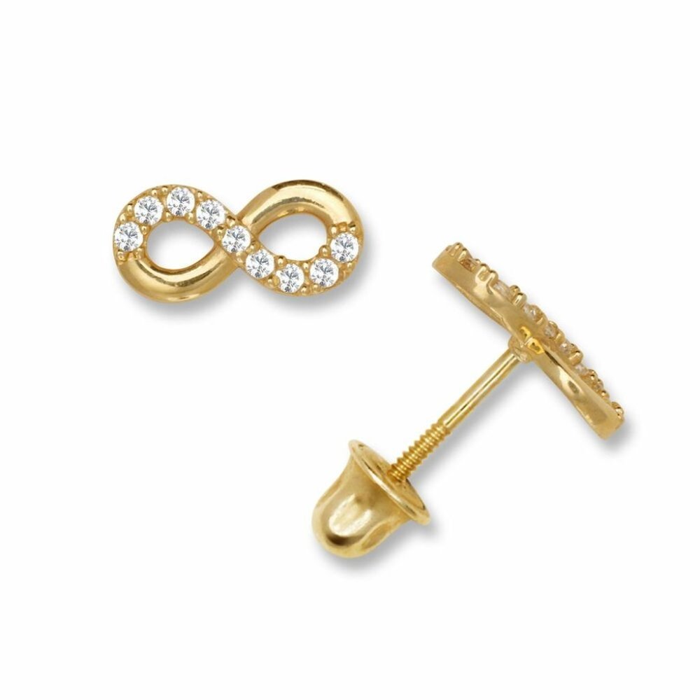 Authentic 14k Solid Gold 8x4mm Infinity Screw Bac… - image 1